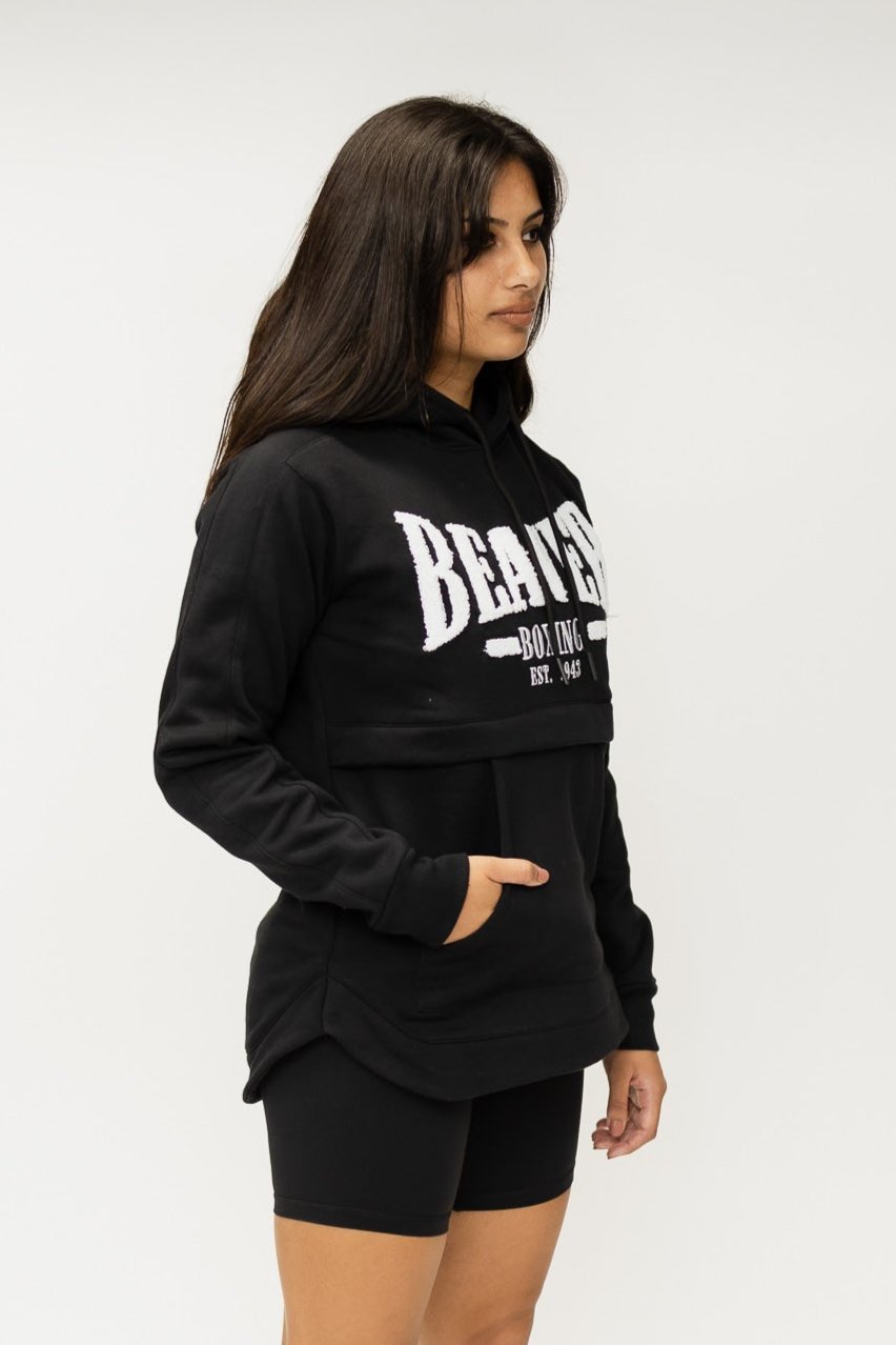 COZY HOODED SWEATSHIRT BEAVER BOXING - BLACK