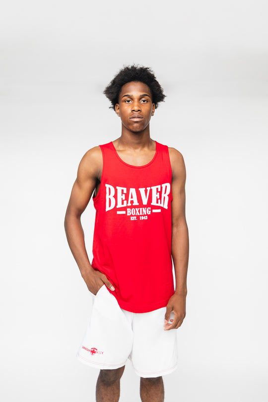 TANK TOP - BEAVER BOXING EST. 1943  - RED