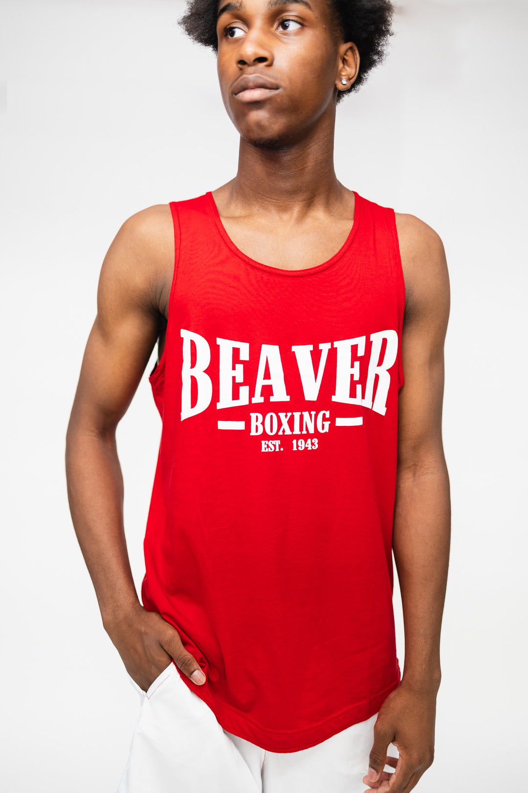 TANK TOP - BEAVER BOXING EST. 1943  - RED