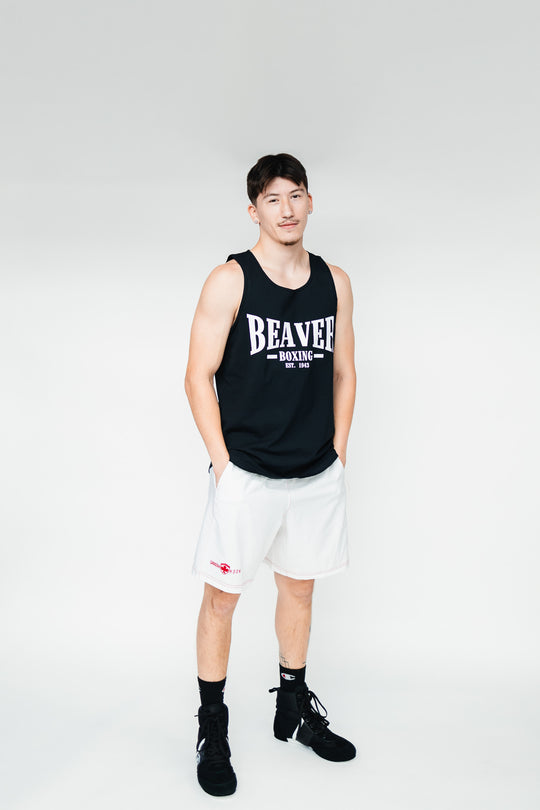 TANK TOP - BEAVER BOXING EST. 1943  - BLACK