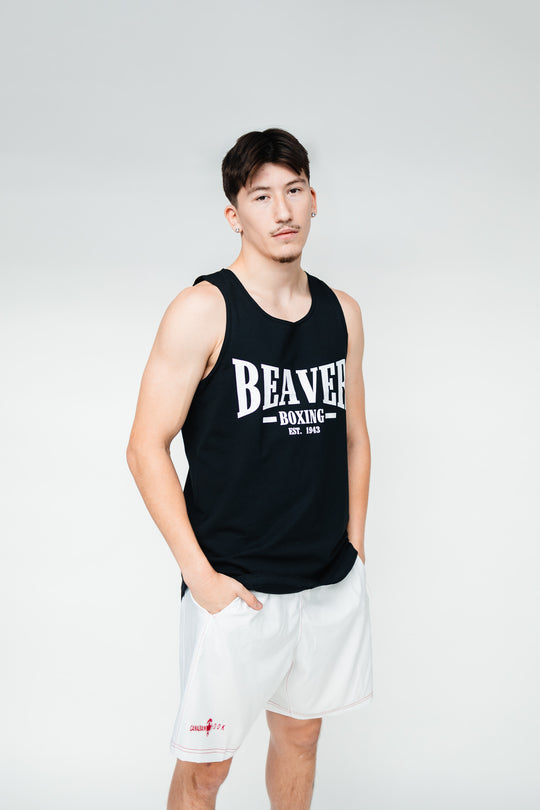 TANK TOP - BEAVER BOXING EST. 1943  - BLACK