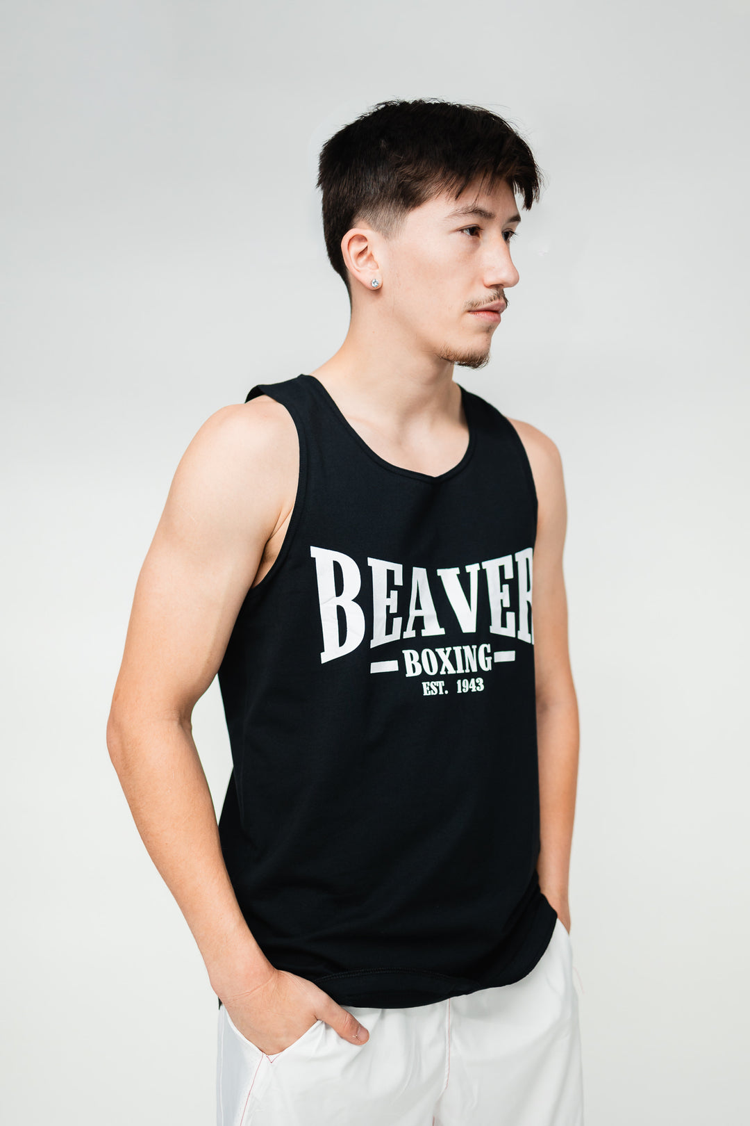 TANK TOP - BEAVER BOXING EST. 1943  - BLACK