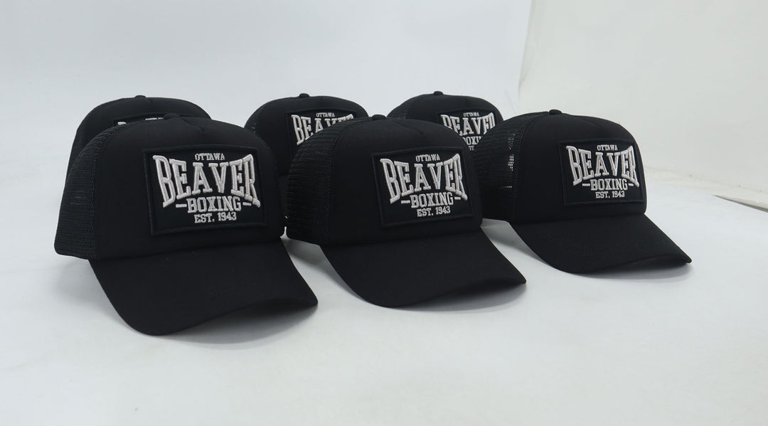 TRUCKER HAT - BEAVER BOXING ALL BLACK