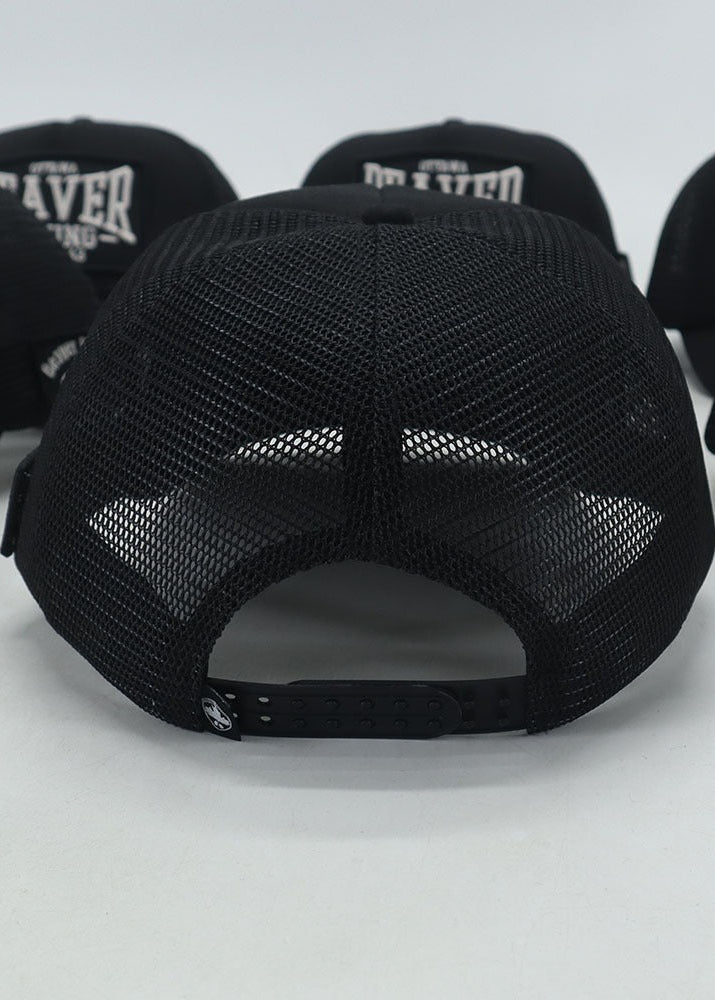 TRUCKER HAT - BEAVER BOXING ALL BLACK