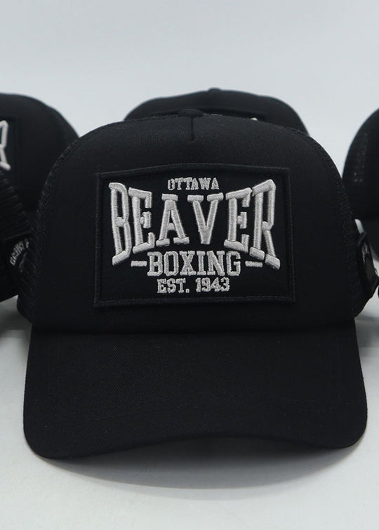 TRUCKER HAT - BEAVER BOXING ALL BLACK