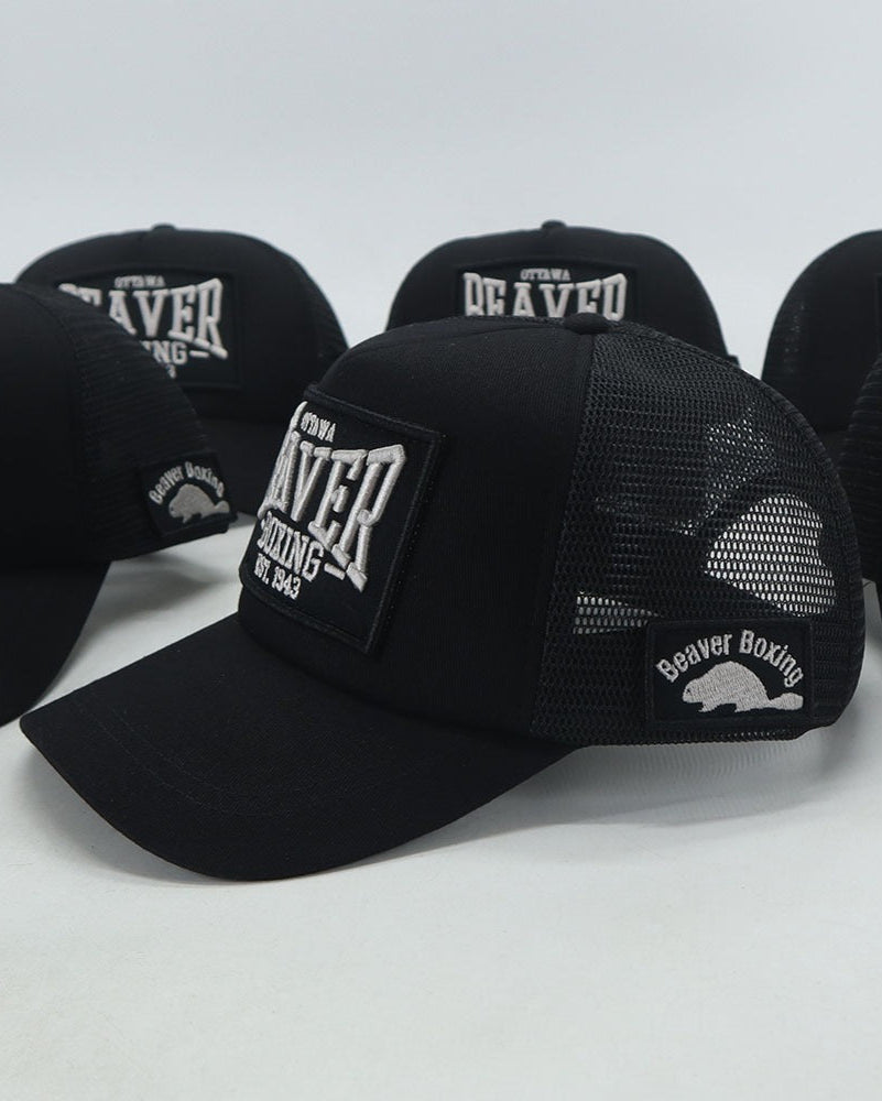 TRUCKER HAT - BEAVER BOXING ALL BLACK