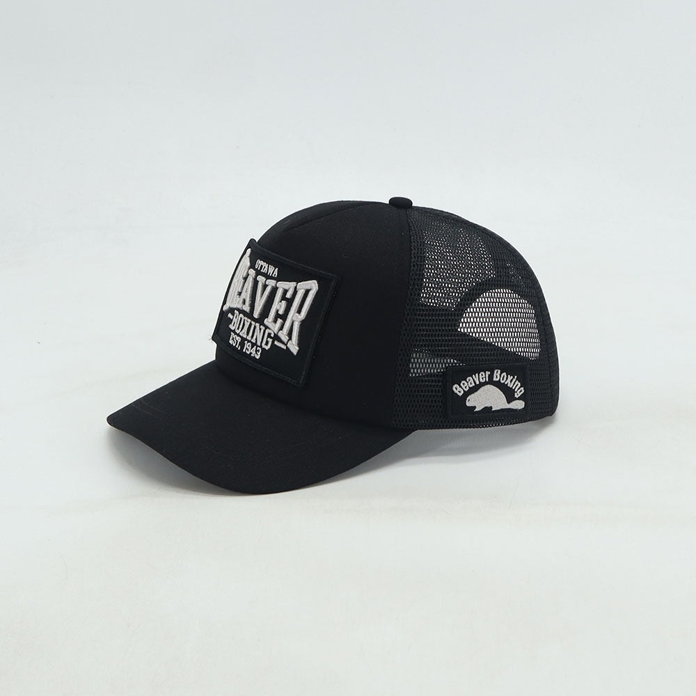 TRUCKER HAT - BEAVER BOXING ALL BLACK