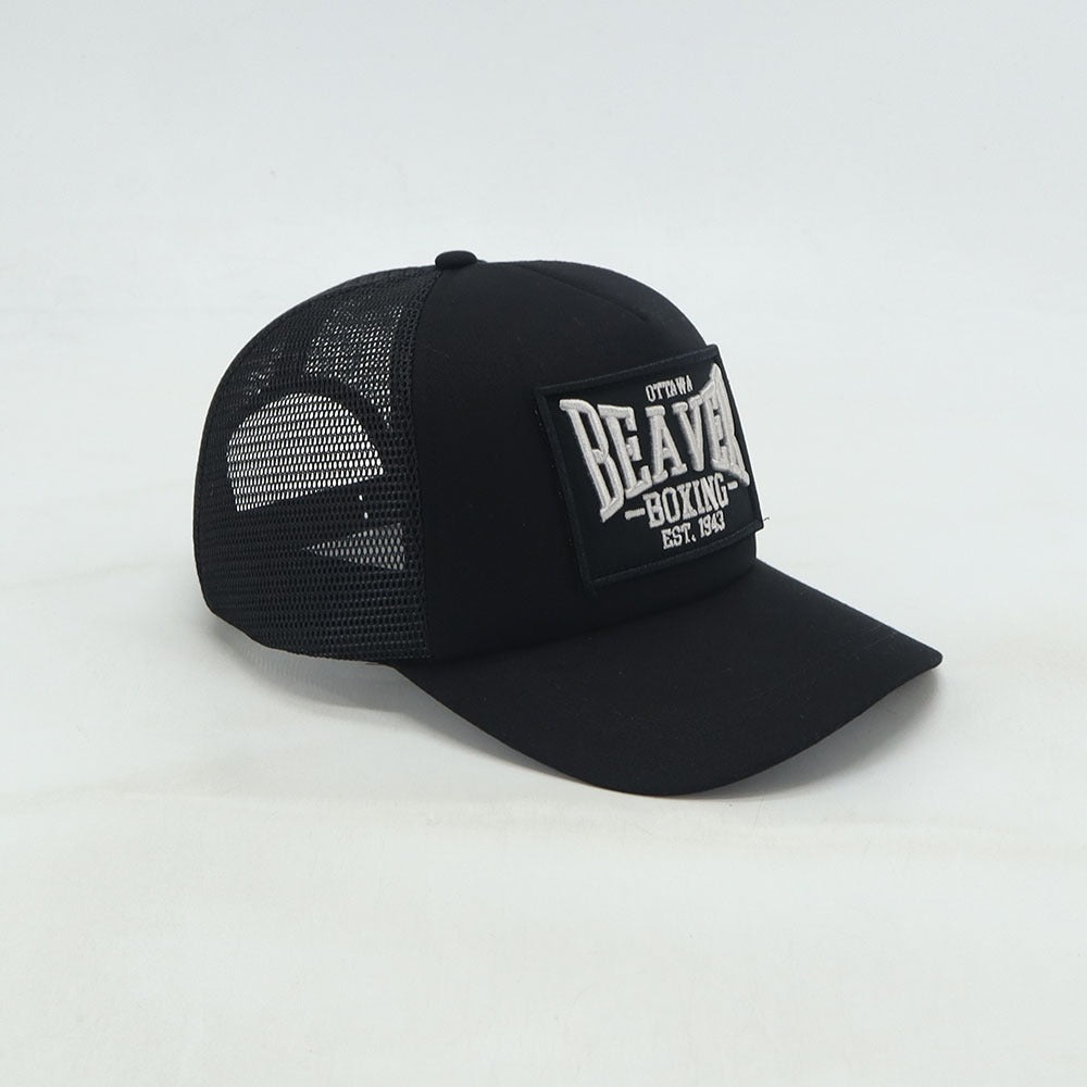 TRUCKER HAT - BEAVER BOXING ALL BLACK