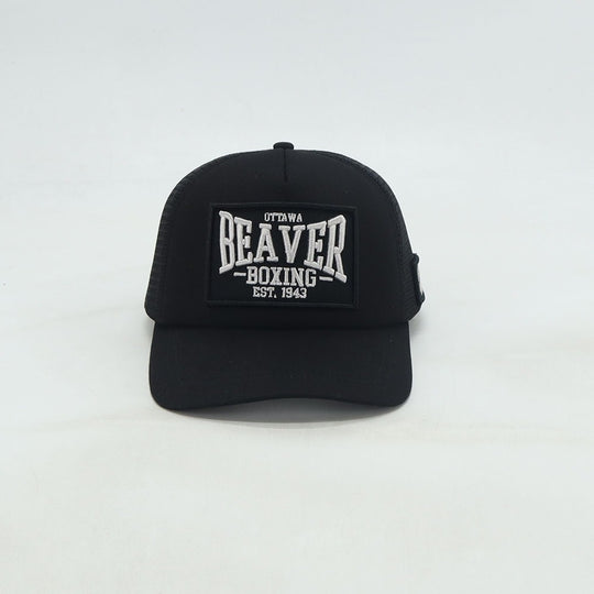 TRUCKER HAT - BEAVER BOXING ALL BLACK