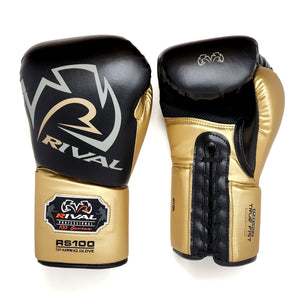 RIVAL RS100 PROFESSIONAL SPARRING GLOVES - BLACK/GOLD