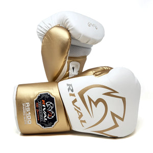 RIVAL RS100 PROFESSIONAL SPARRING GLOVES - WHITE/GOLD